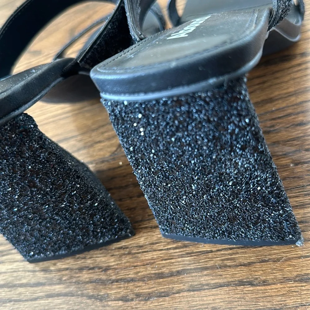 Abound Carina Black Glittered Heeled Slide Womens Dress Sandals Size 10 - Picture 5 of 13
